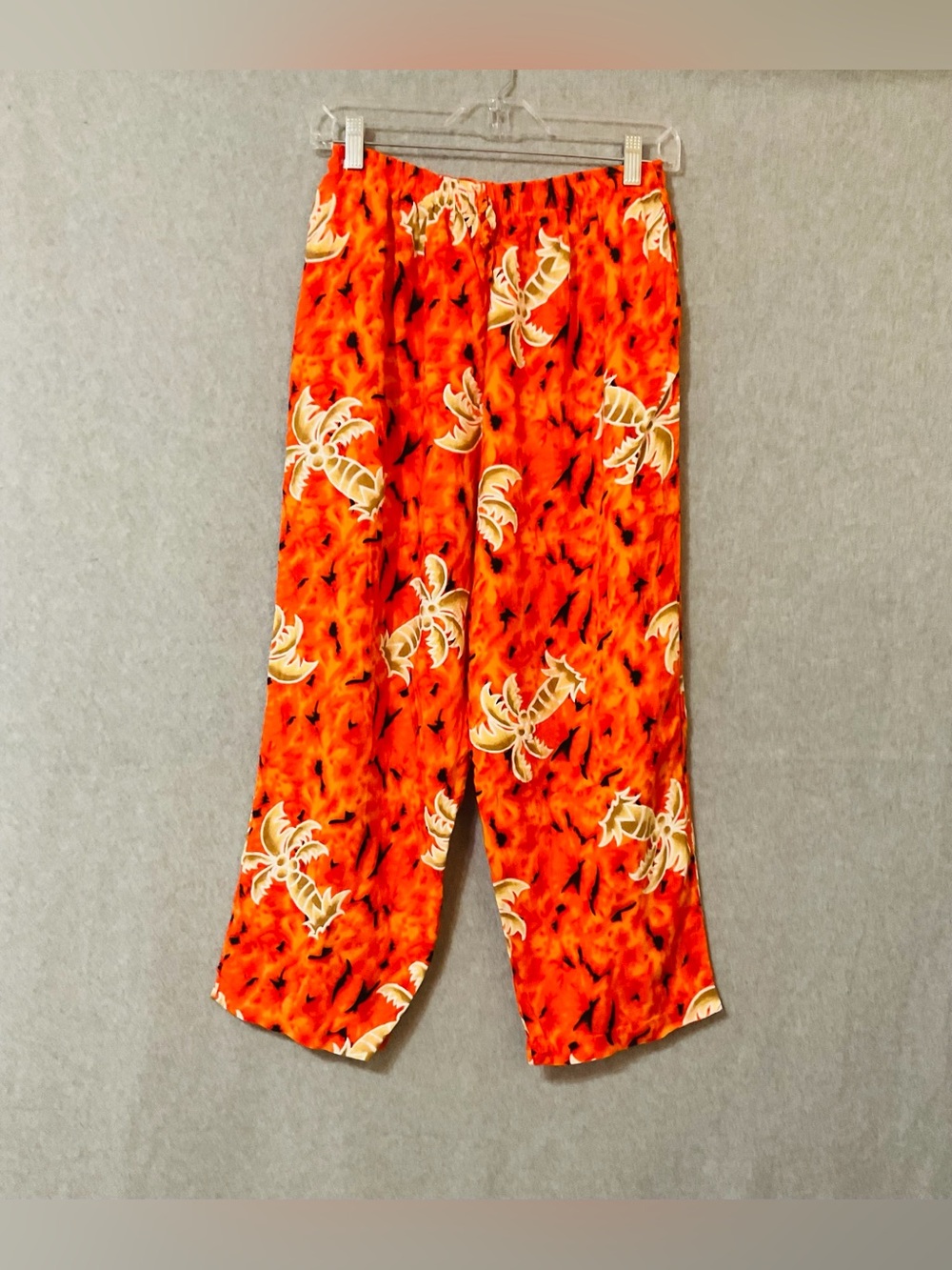 Blue Wave Vibrant Orange Tropical Print Lounge Pants Sz M